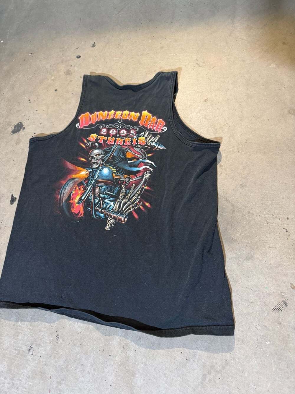 Vintage 2005 Dungeon Bar Sturgis Motorcycle Biker Tank Top